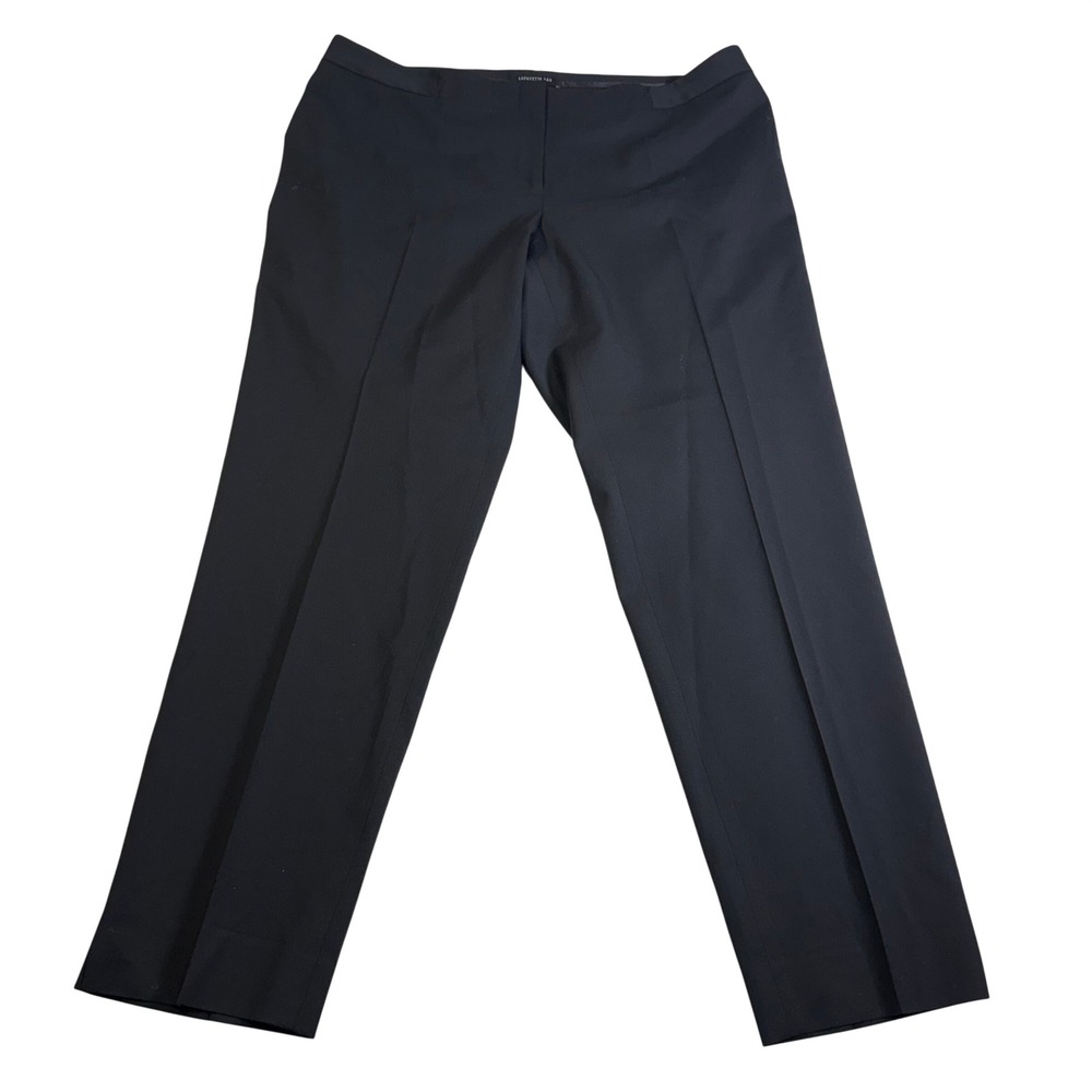 Lafayette 148 New York Astor Pants 14 Black Wool Blend Straight Leg Trousers